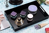 Vista 78 de Bandeja de servir de acrílico blanco brillante con asas resistentes - 10x15 pulgadas - Bandeja para servir café, aperitivos, desayuno, mayordomo