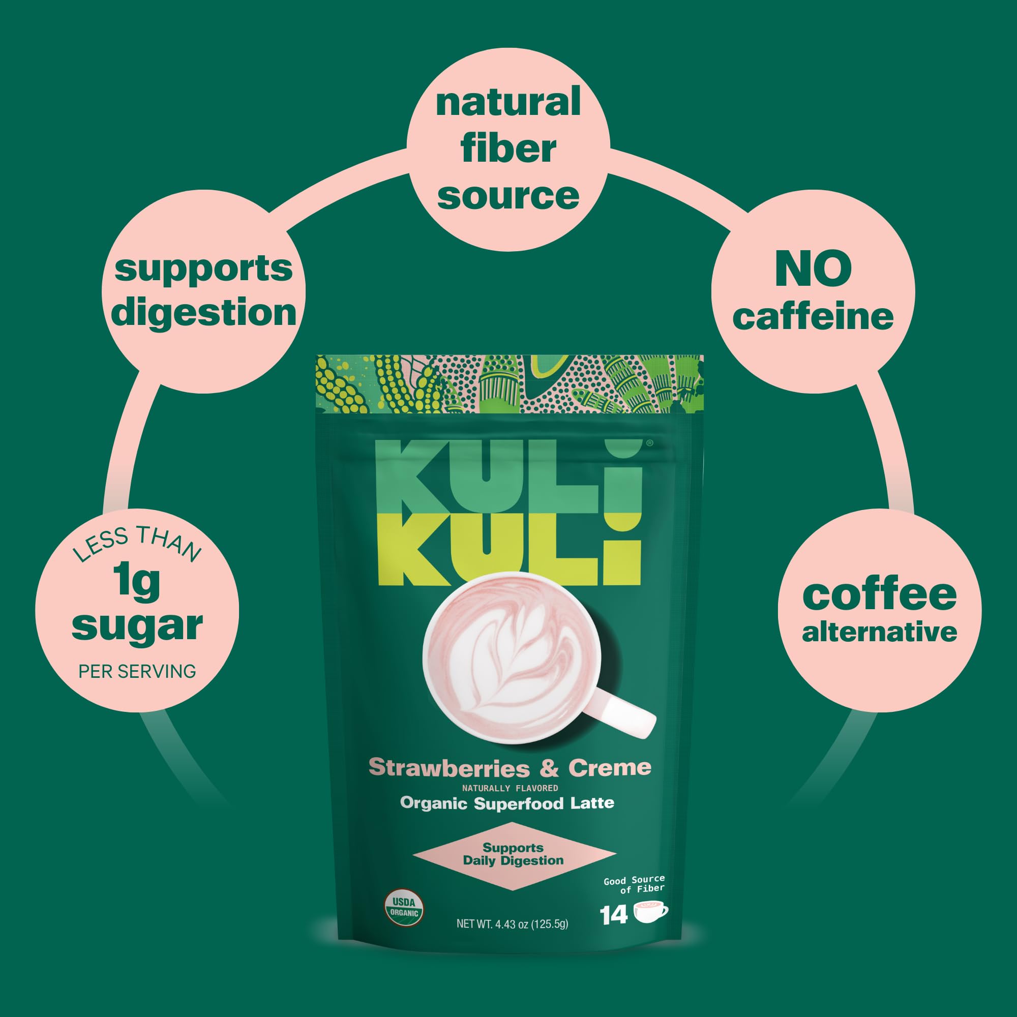 Kuli Kuli Strawberries & Crème Organic Superfood Latte - Strawberry Flavor. Packed with Psyllium Husk for Digestive Support with Hibiscus and Baobab thumbnail 7