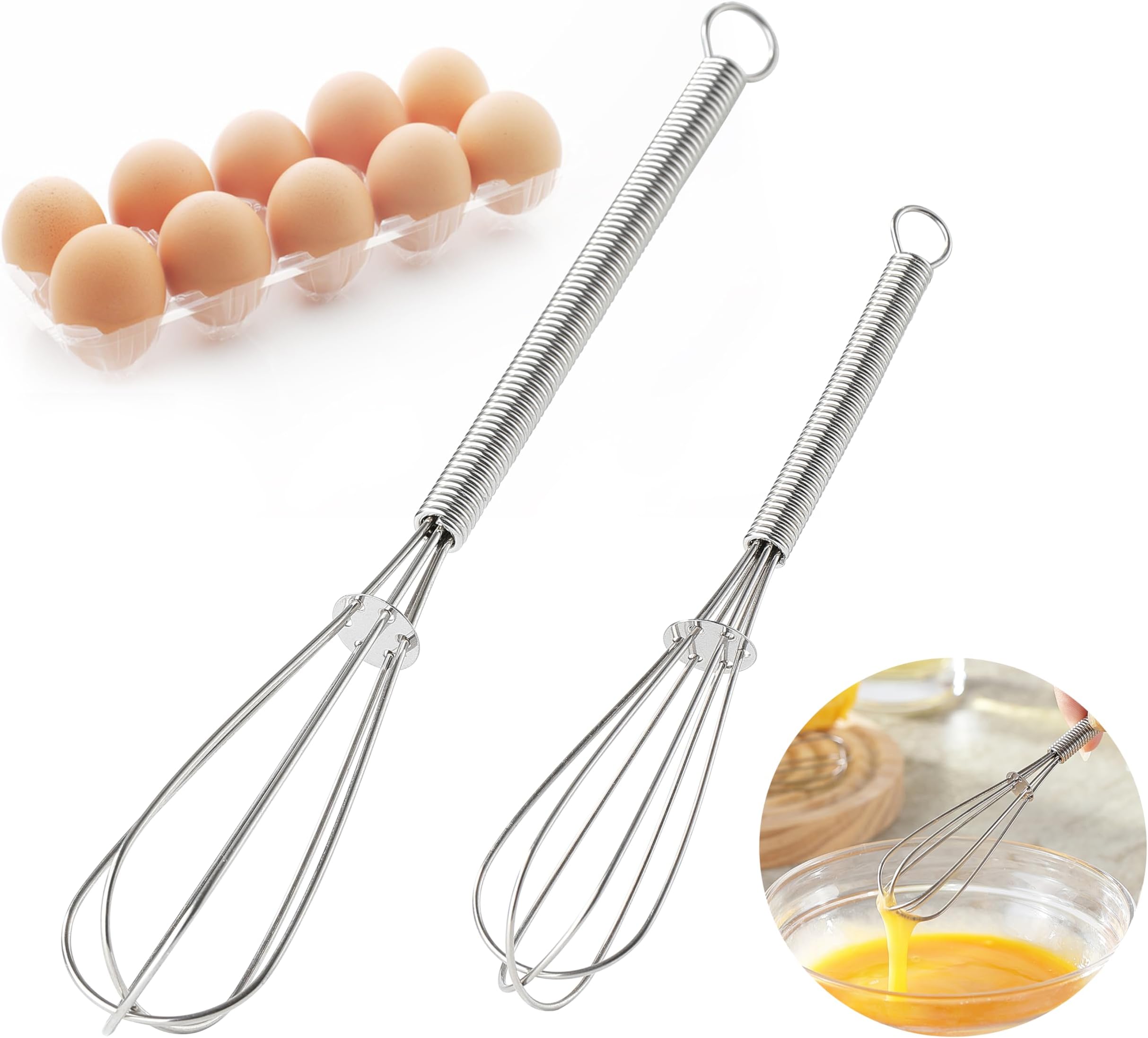2PCS Mini Whisk, Stainless Steel 5 in and 7 in Small Tiny