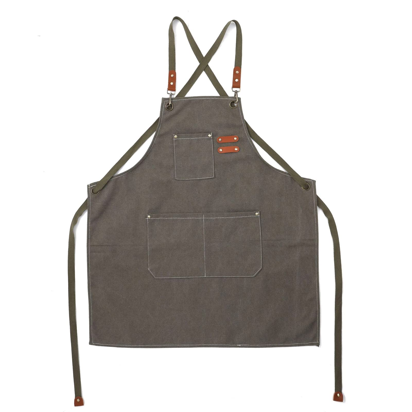 pekdi Barber Apron Canvas Apron Multi-Function Pockets Detachable Strap Waterproof Dustproof Practical Work Apron