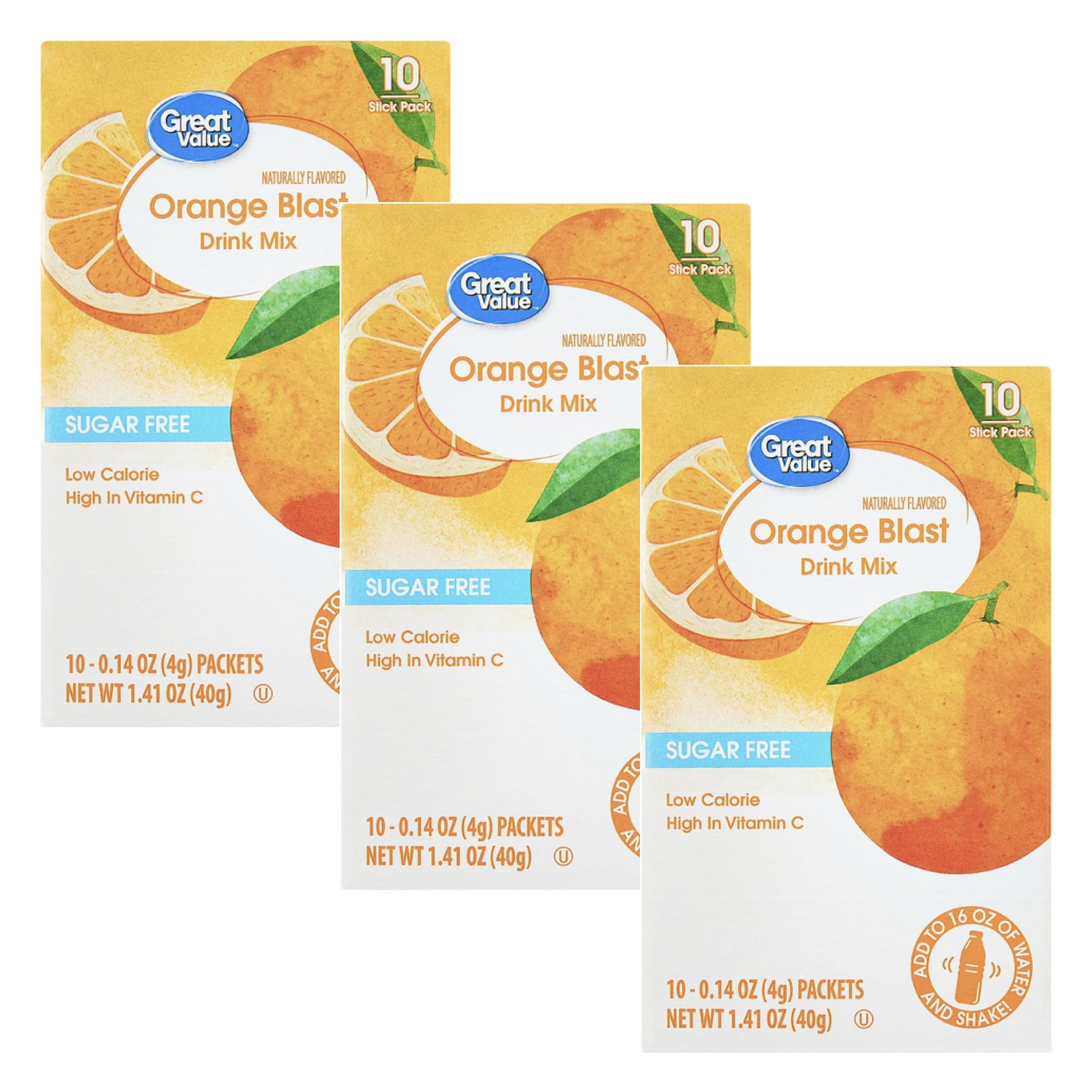 Drink Mix Bundle - 3 Boxes with 10 Packets Per Box - Low Calorie Flavorful Water Powder (3 Boxes, Orange Blast)