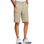 PULI Mens 12 InseamGolf Shorts Long Quick Dry Lightweight with Zipper Pocket for Hiking Casual Work Travel Khaki 32