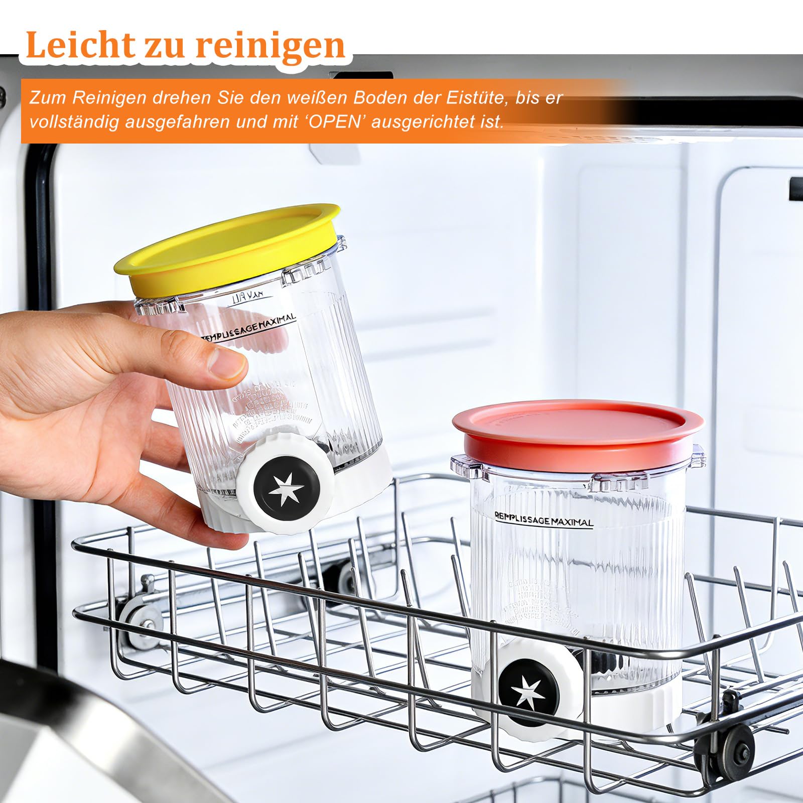 4er-Set Ersatzbehälter für Ninja Creami Swirl NC700 NC701EU Eismaschine (480 ml), Eisbehälter Zubehör BPA-frei & Spülmaschinenfest, mit farbigen Silikondeckeln zur Sortenunterscheidung