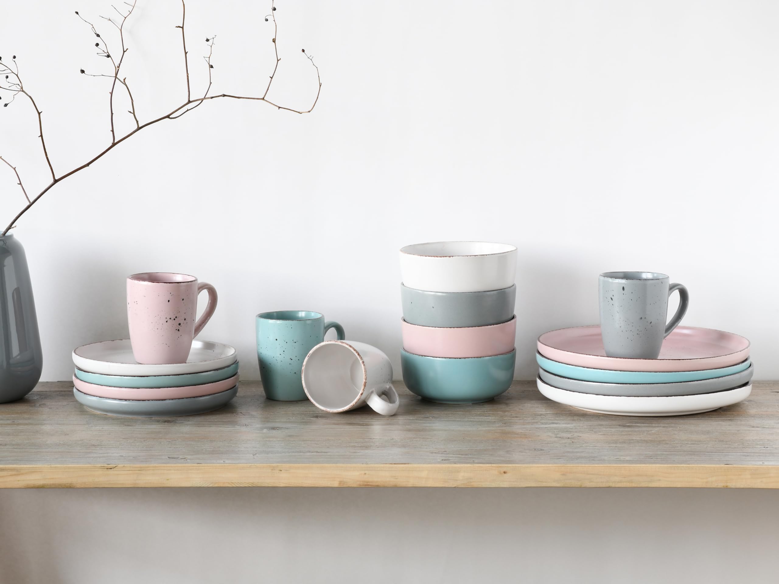 CreaTable, 22908, Serie MODERN FASHION, 16-teiliges Geschirrset, Kombiservice aus Steinzeug, spülmaschinen- und mikrowellengeeignet, Qualitätsproduktion Küche, Haushalt & Wohnen