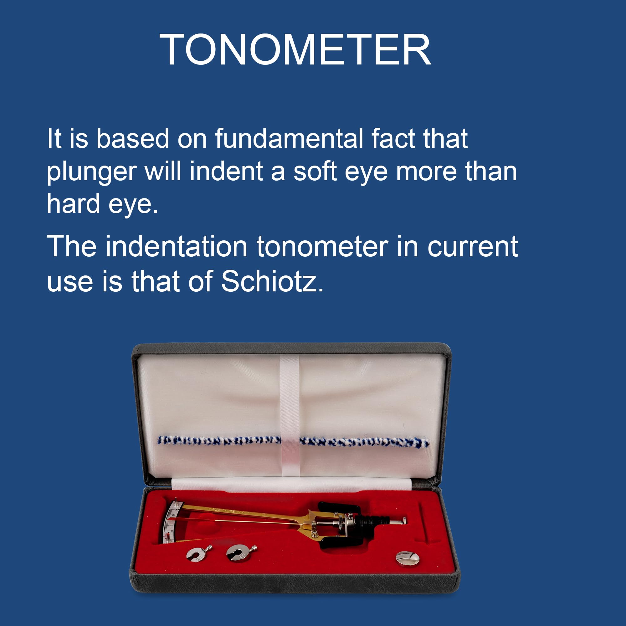 C.V.Instruments Schiotz Tonometer, Original with 3 Weights & Plunger in Plastic Case | Schiotz Tonometer for Optometry - Image 8 thumbnail