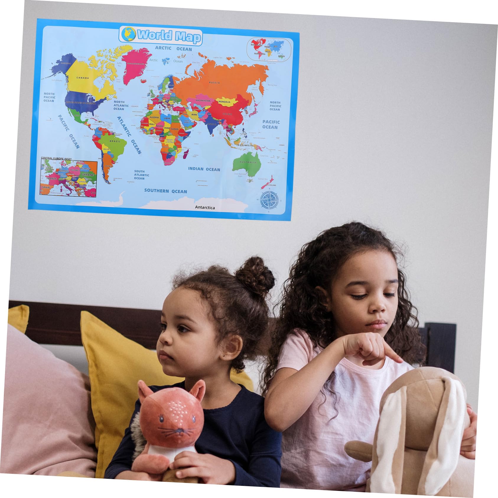 NUOBESTY 4 Hojas mapa del mundo mapamundi world Póster educativo posters decorativos cartel del mundo a mural del usa as del as para niños papel sintético