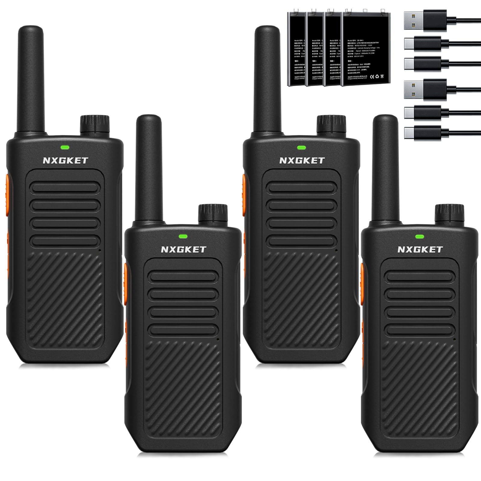 Walkie Talkies für Erwachsene, Lizenzfrei Professionelle PMR446 Walkie-Talkies mit 1500-mAh-Akkus, 5KM Große Reichweite, 16 Kanälen, 2-Wege-Funkgerät für Camping, Arbeit Kommunikation, 4er Set