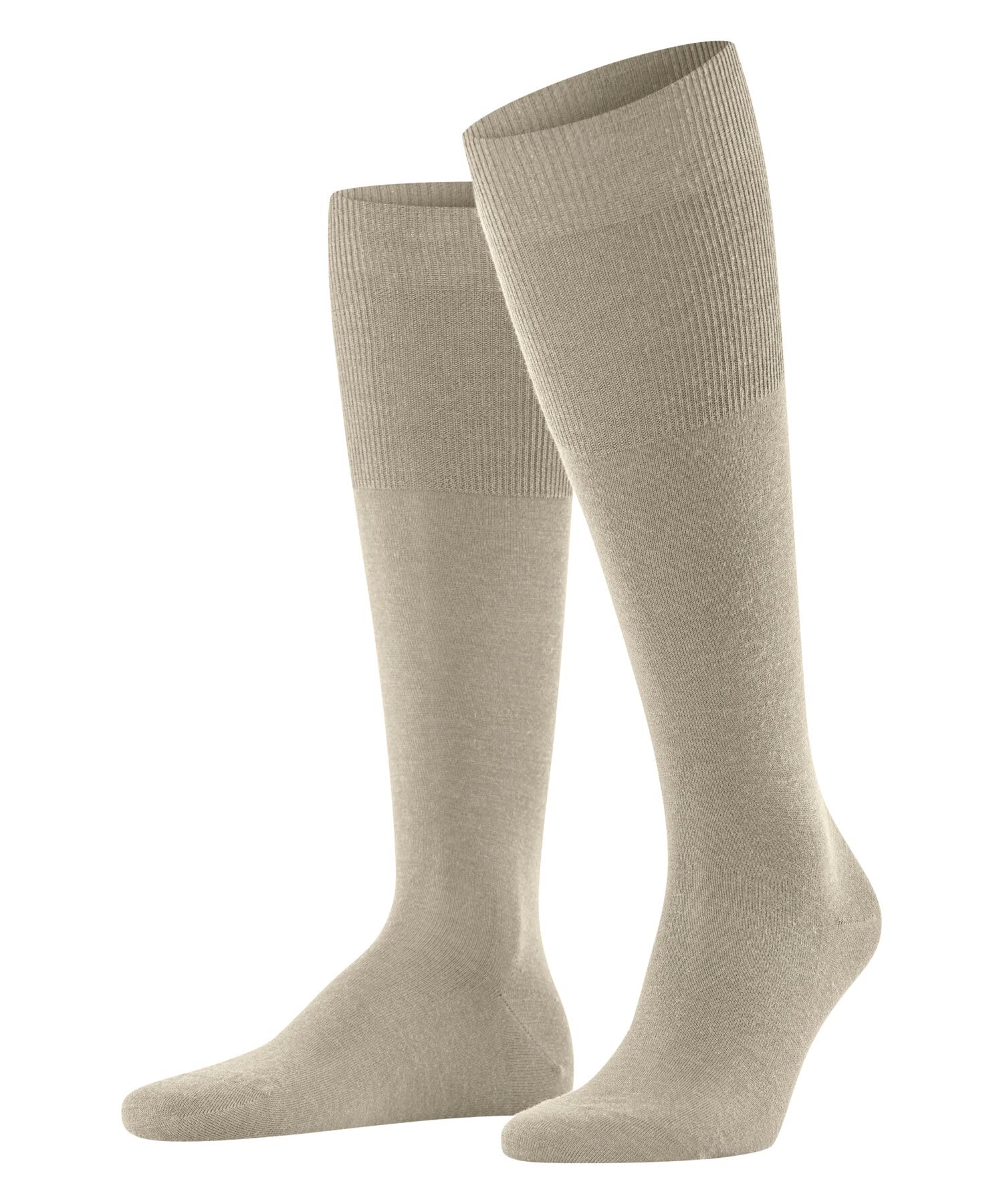 FALKE Men's Airport M Kh Wool Cotton Long Plain 1 Pair Knee-High Socks, Beige Melange 4043, 13-14