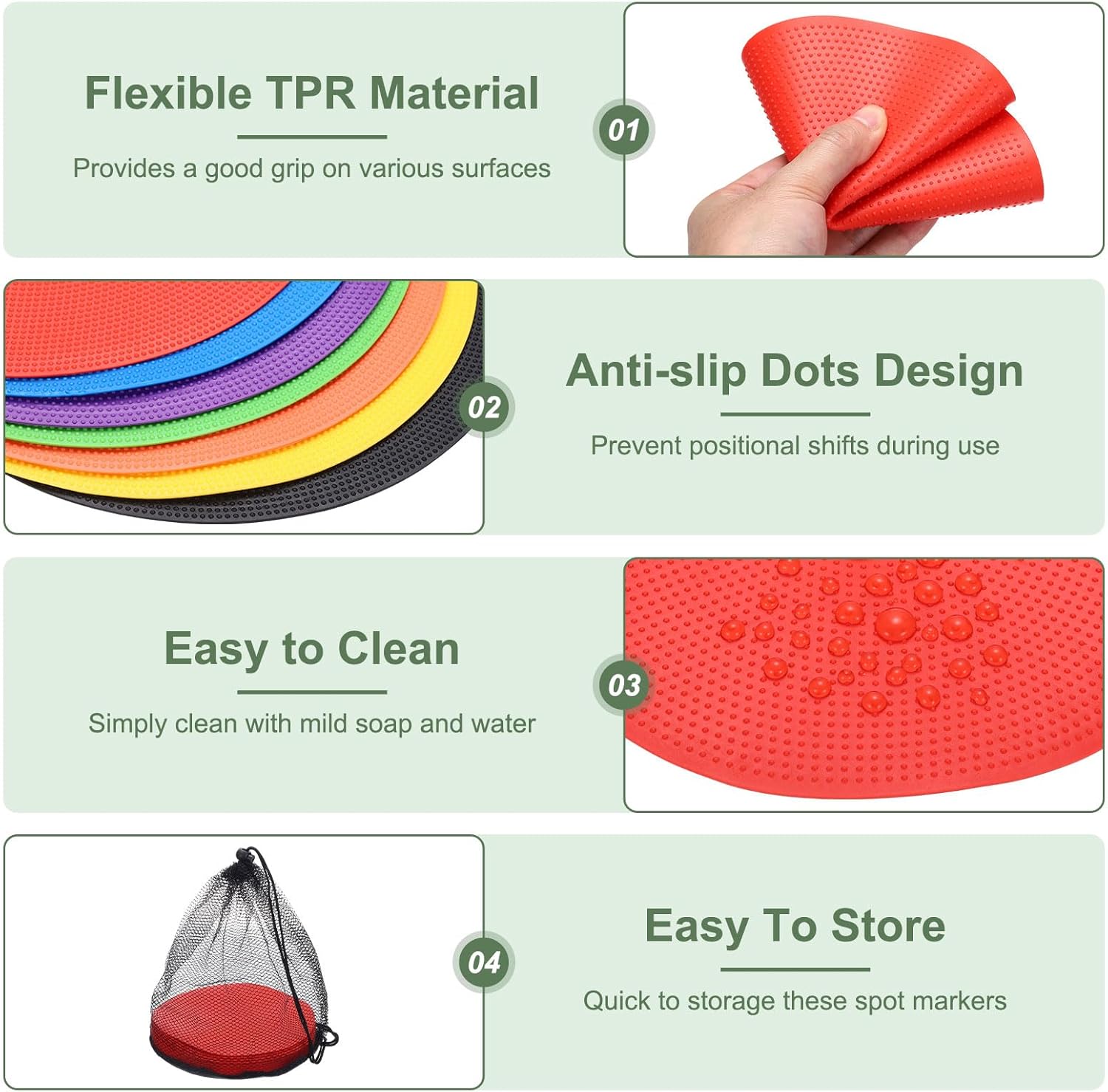 Spot Markers, Poly Spot Marker for Agility Training Floor Dots Non Slip Flat Field Cones for Soccer/Speed Training