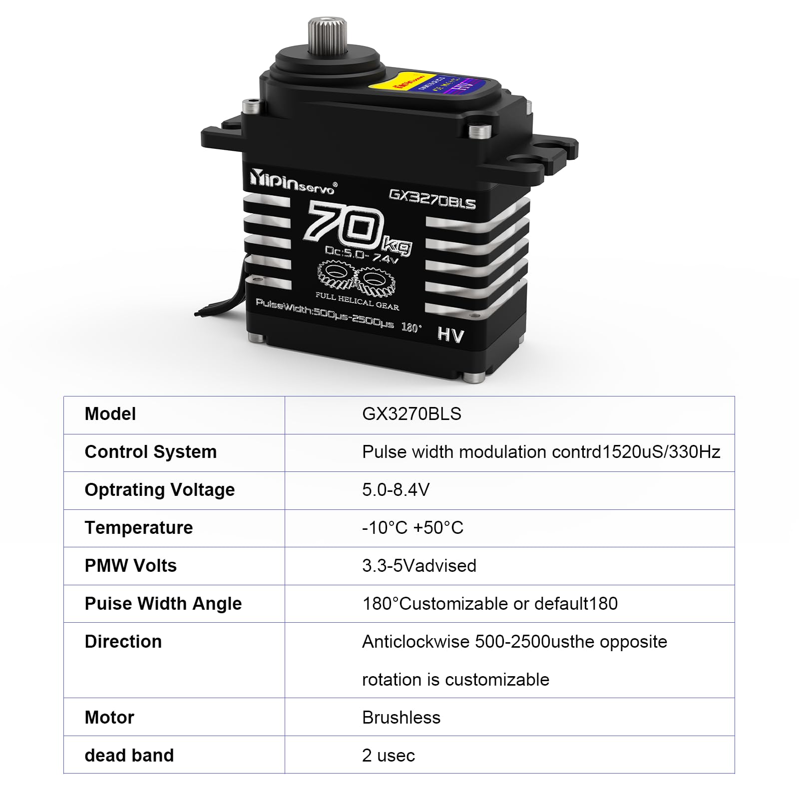 70KG Brushless Servo mit Hohem Drehmoment 8,4V für 1/8 1/10 1/12 RC Auto | 70KG Brushless Servo 8,4V für 1/8 1/10 1/12 RC