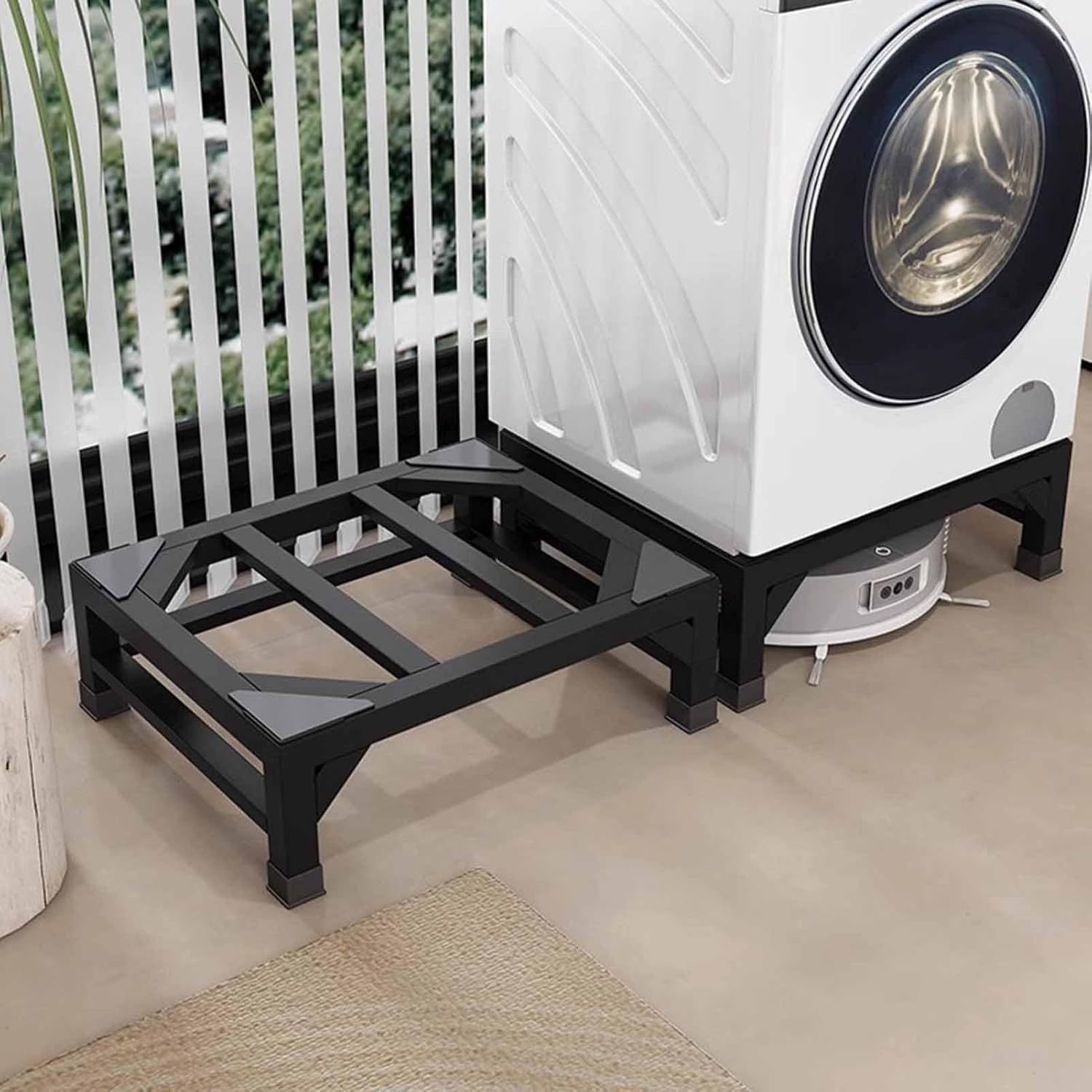 Soporte de nevera resistente y pedestal para lavadora y secadora, base universal resistente con 4 pies, ajustable para uso doméstico, 56 x 56 x 30 cm, 50 x 50 x 40 cm
