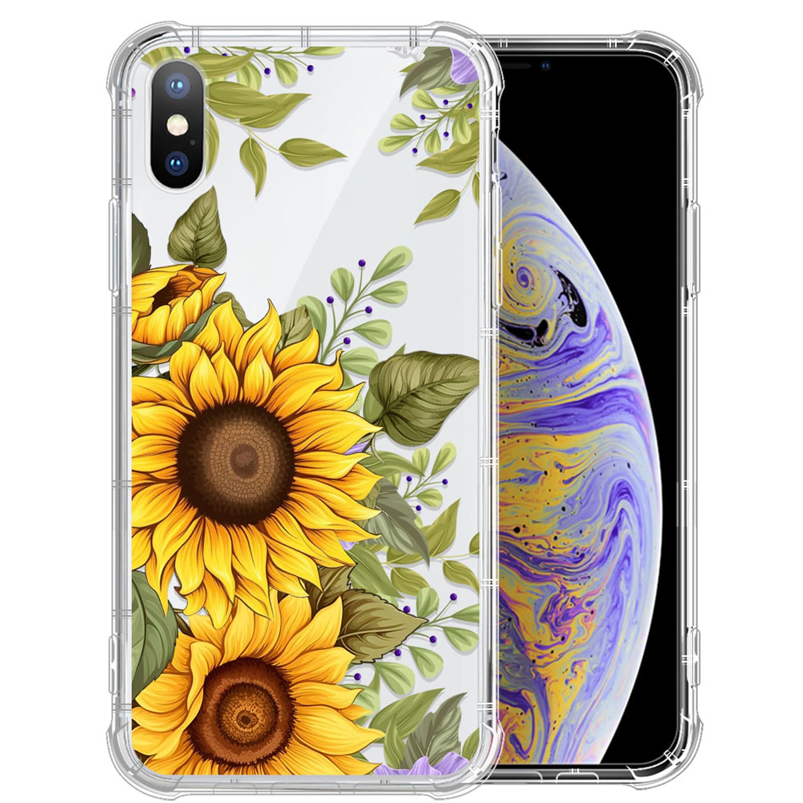 ZHEGAILIAN Case Compatible with iPhone XR Case,Sunflower Pattern Clear Case for iPhone XR,Anti-Scratch Shockproof Transparent Soft Cover for iPhone XR