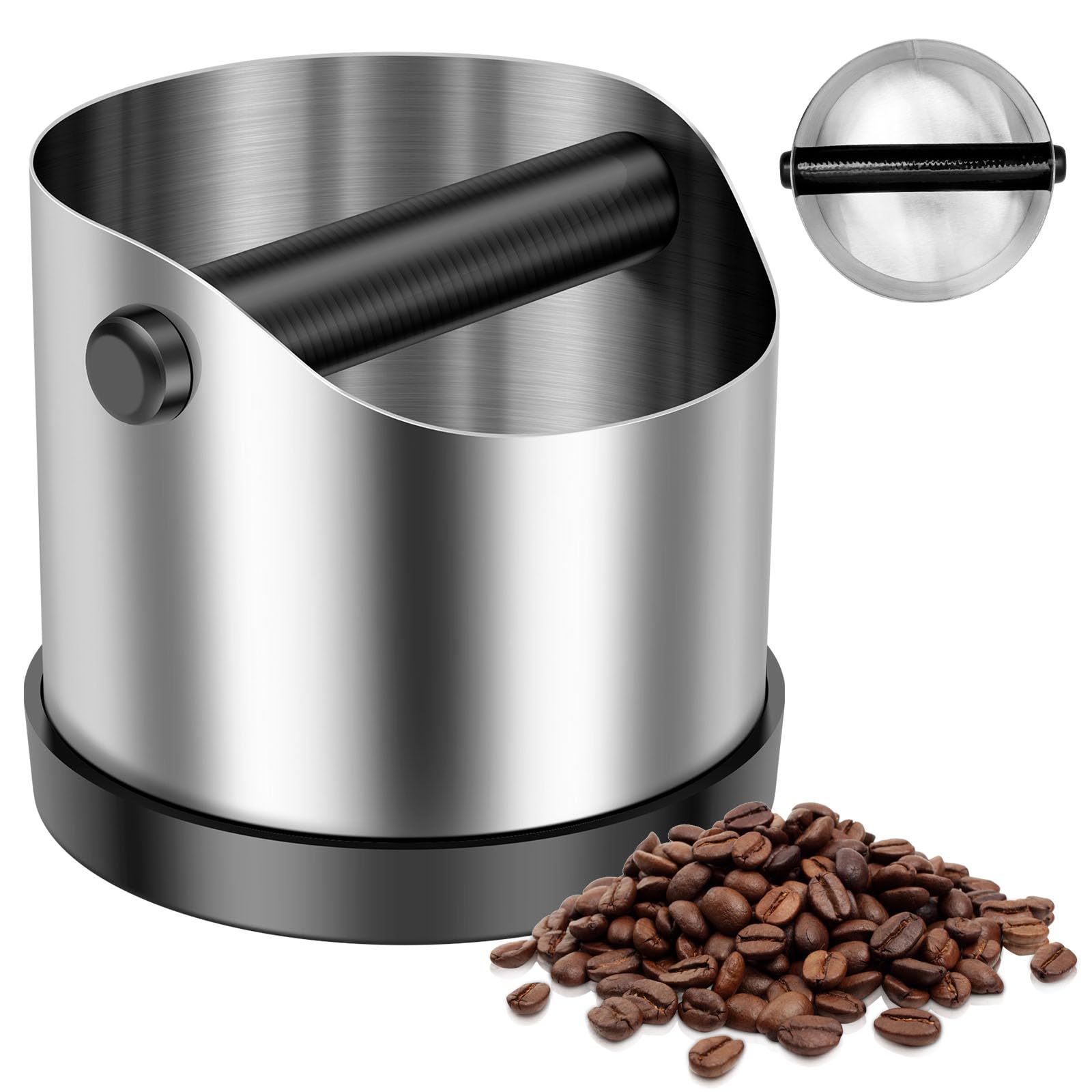 FOPPLA 700 ml Stainless Steel Coffee Knock Box Removable Dump Bin Nonslip Base Barista Tools Espresso Grounds Disposal Holder Barista Supplies Tamping Station for Espresso Machine, Home Office(silver)