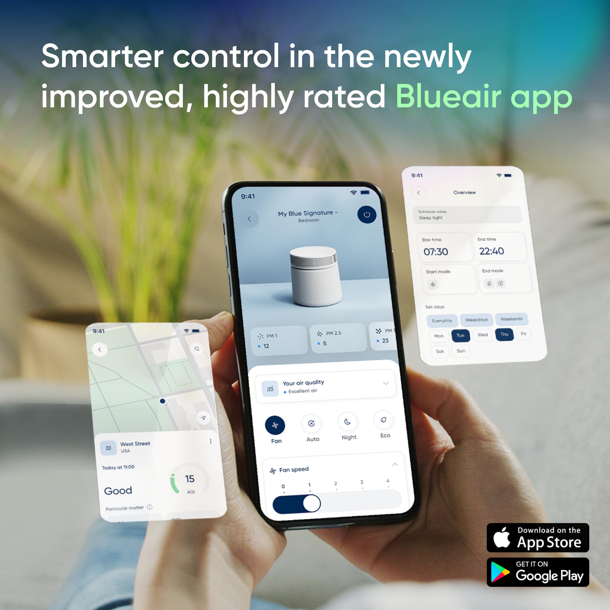 BLUEAIR Blue Signature Large oczyszczacz powietrza, ultra cichy, inteligentny oczyszczacz powietrza do 651 m², zaawansowana technologia HEPASilent | usuwa alergeny