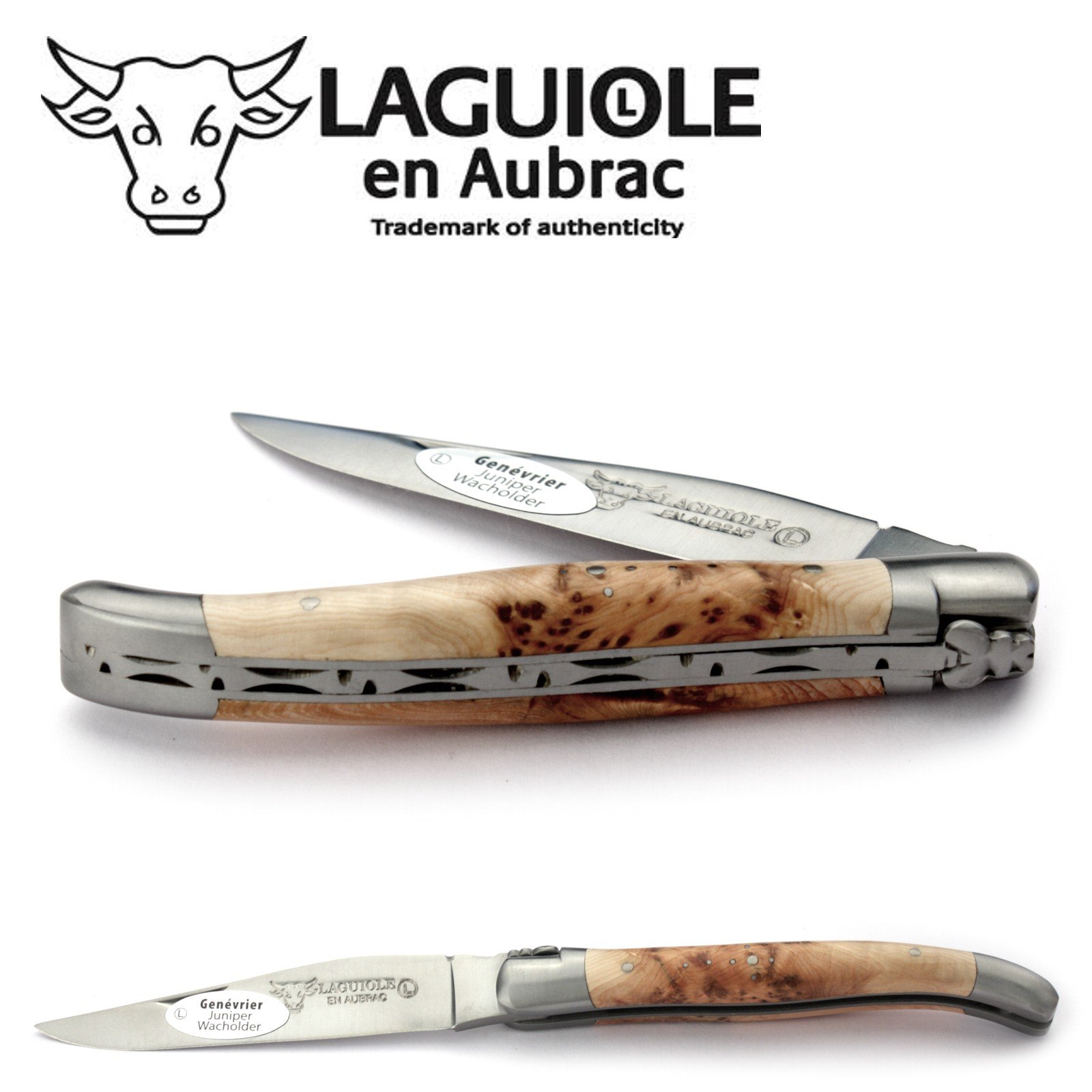 Laguiole en Aubrac Taschenmesser L0211GEIF 11 cm, Griffschalen Wacholder, Klinge 9 cm matt, Backen matt