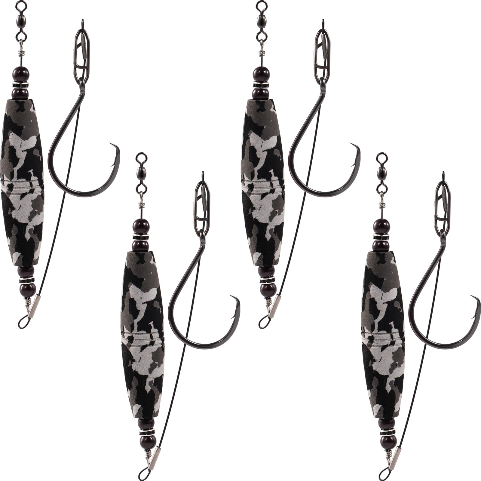 'BUBBLE FISHING Catfish Float Rigs Fishing Bobbers Popping Corks Catfishing Equipment Tackle Combo EVA Peg High Buoyancy Body Circle Hooks Weight (Pack of 4, 2.5''/3'' Float)'