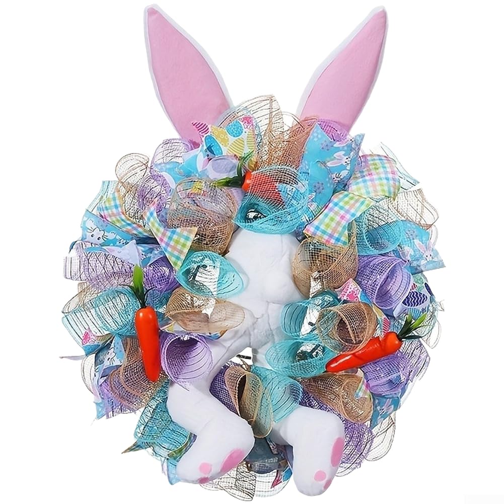 Couronne de porte de Pâques avec lapin décoration extérieure et intérieure