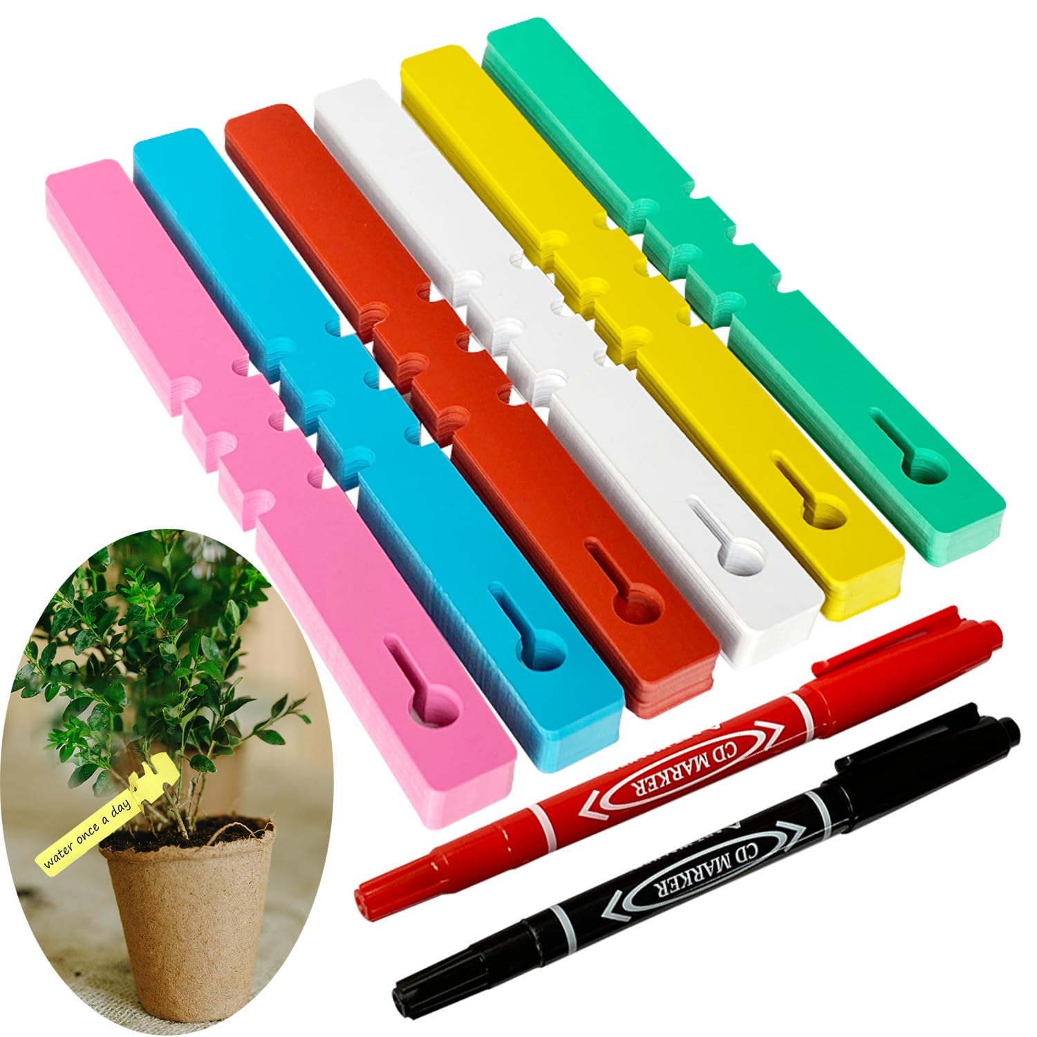 300 Etichette Per Piante In Plastica PVC 10 Cm - Bianche Impermeabili Con Pennarello - Per Giardino E Vivaio