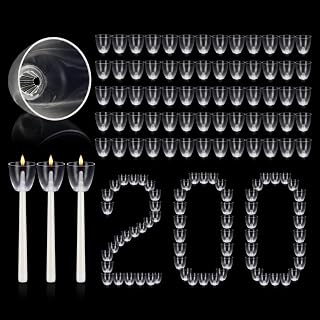 Beeveer 200 Pcs Clear Candle Drip Protectors Plastic Fit 7/16-3/4 Inch | Fire Retardant Candle Collectors for Candlesticks, Church Weddings Funerals Indoor Outdoor, Wax Drip Protector Guards