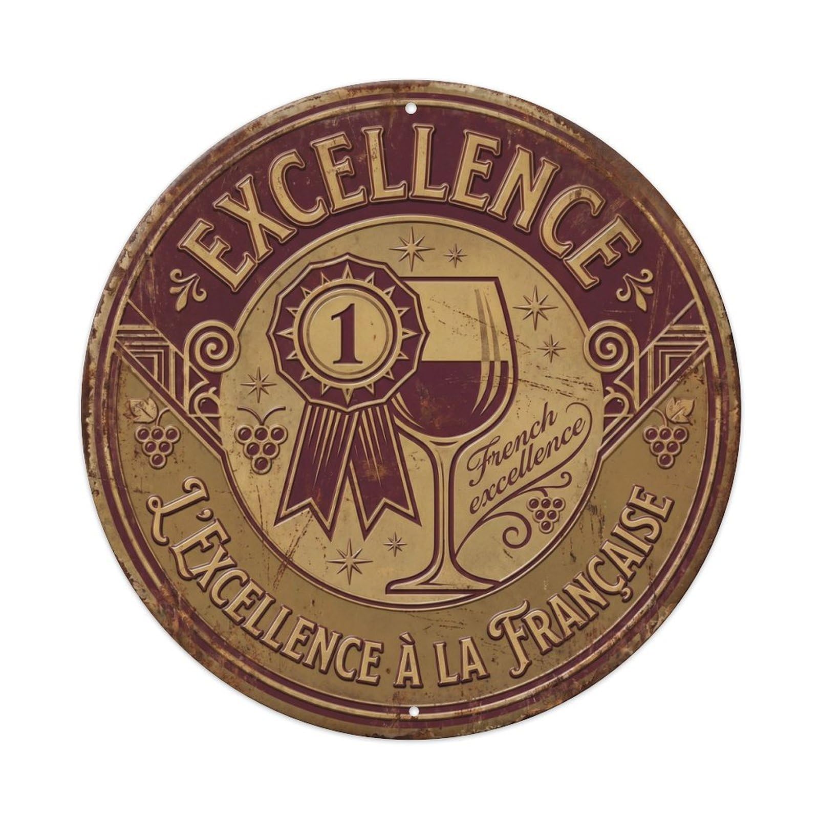 Excellence Humorous Gathering Excellence Metal Tin Sign Plaque Wall Decor for Cafe, Club Bar, Office, Home Garden Round Metal Poster 8x8Inch