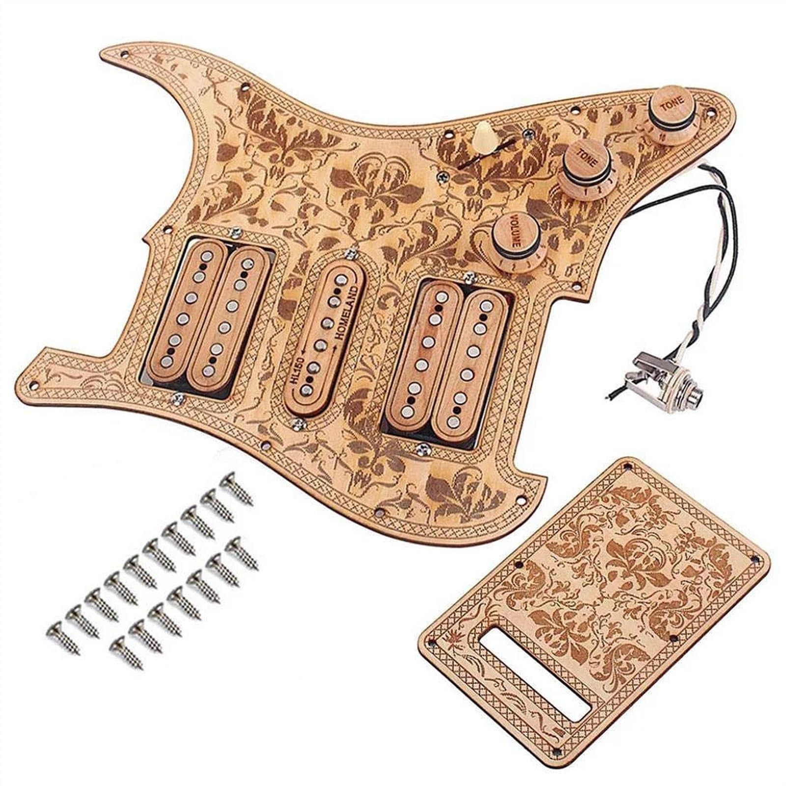 Wstępnie okablowany Pickguard do gitary elektrycznej, 3-warstwowy, klonowy, 11-otworowy HSH