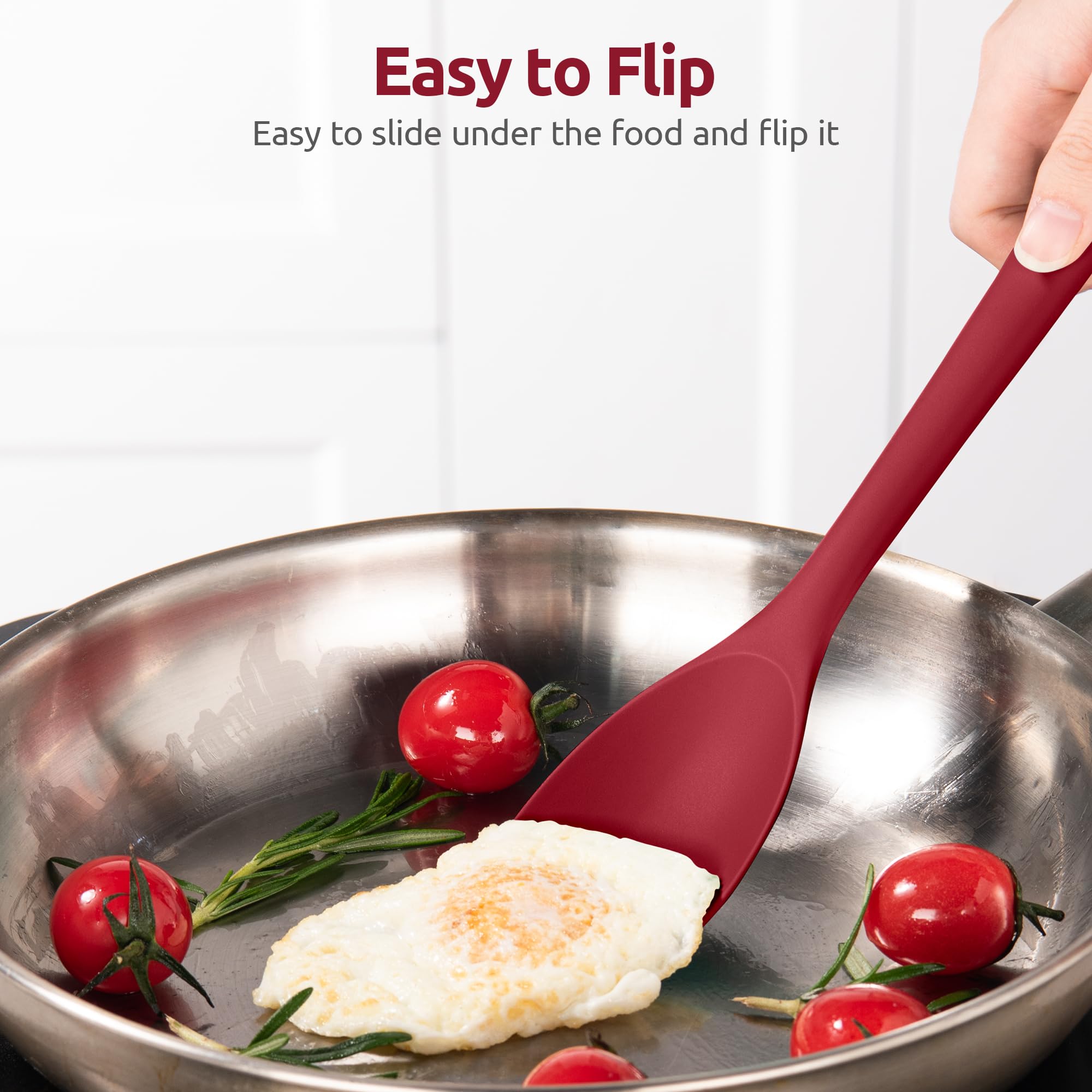 U-Taste Silicone Spatula Spoon: 315℃ Heat Resistant Seamless Cooking Spoon Non-Stick Kitchen Scraper with Scoop Shape and Flexible Edge for Scraping Stirring Folding Flipping Serving (2 pcs - Image 4