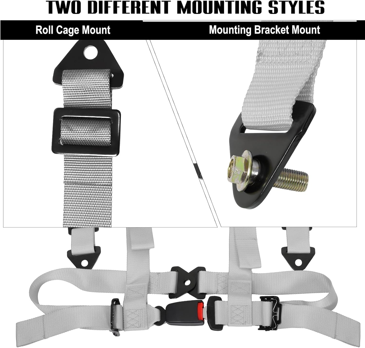 BESTZHEYU 1PC Silver 4 Point Harness SFI with 2 Inch Comfortable Heavy Duty Shoulder Padding with Quick Auto buckle for UTV ATV Sports Car, Racing Car, Car Red Racing Harness