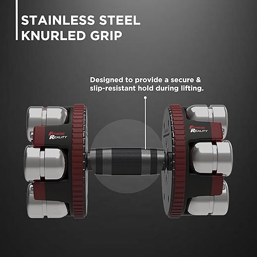 Miniatura 6 de Fitness Reality 1 par de mancuernas ajustables de 10 a 45 libras, incrementos de 3 libras, pesas rusas de peso ajustable