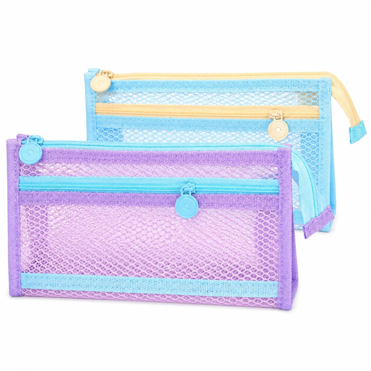 2PCS Foldable Clear Mesh Case, Transparent Large Capacity with Zipper Pouch