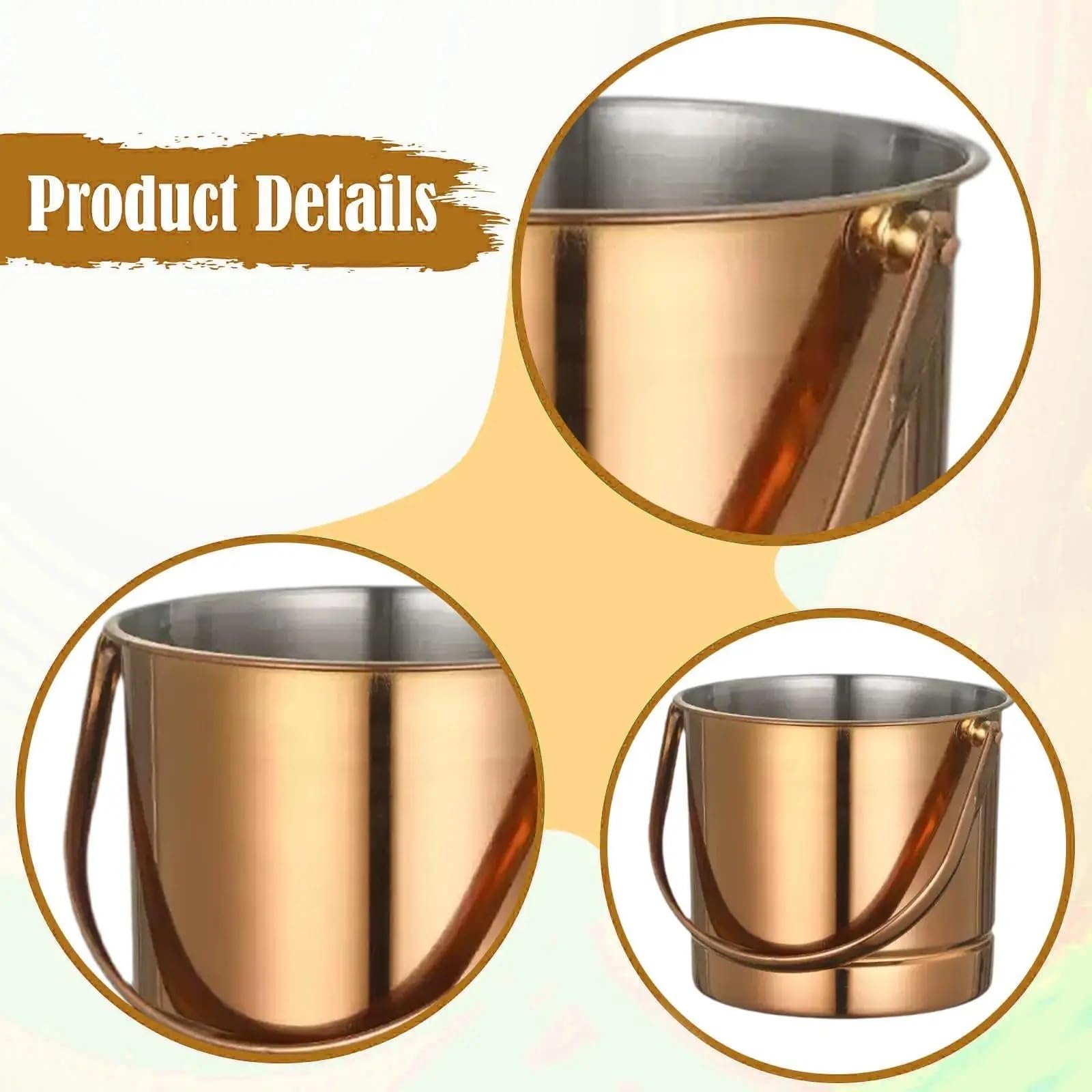 Genérico Cerveza portátil de la manija del Cubo Hielo 1.5L for los cócteles Banquete Boda(Rose Gold)
