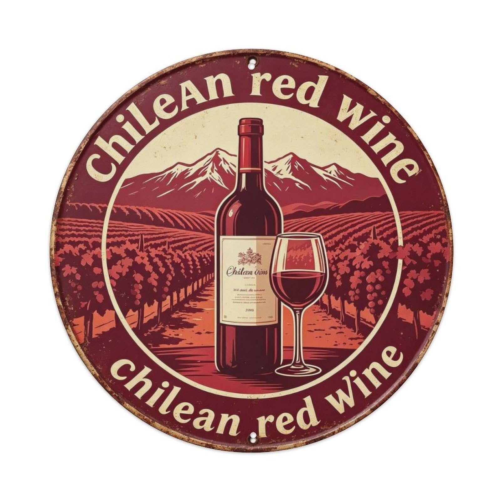 Chilean Red Wine Metal Tin Sign Plaque