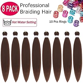 Alrence Pre Stretched Braiding Hair Long Braid 16 Inch 8 Packs Braiding Hair Extensions Professional Synthetic Fiber Crochet Twist Braids (16 Inch (Pack of 8), 30)