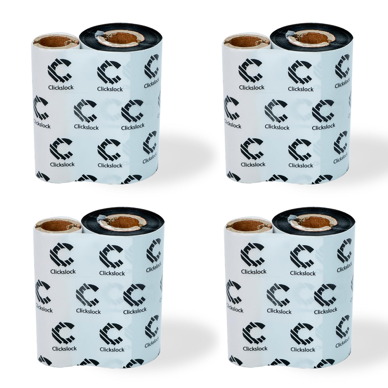 4 rotoli di nastro in resina da 5,7 cm x 244' (57 mm x 74 m) nucleo da 1/2", nastro a trasferimento termico nero per stampanti di etichette termiche desktop da 2" Zebra TLP2824, TSC, GoDex