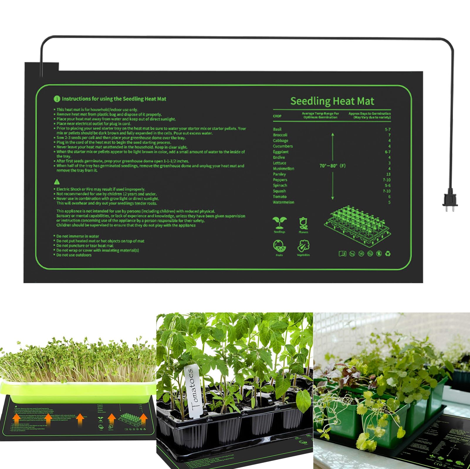 Mata grzewcza dla roślin: 25,5 x 53,5 cm, mata grzewcza do sadzonek i zwierząt domowych, mata grzewcza do szklarni, do sadzonek, zwierząt domowych i gadów