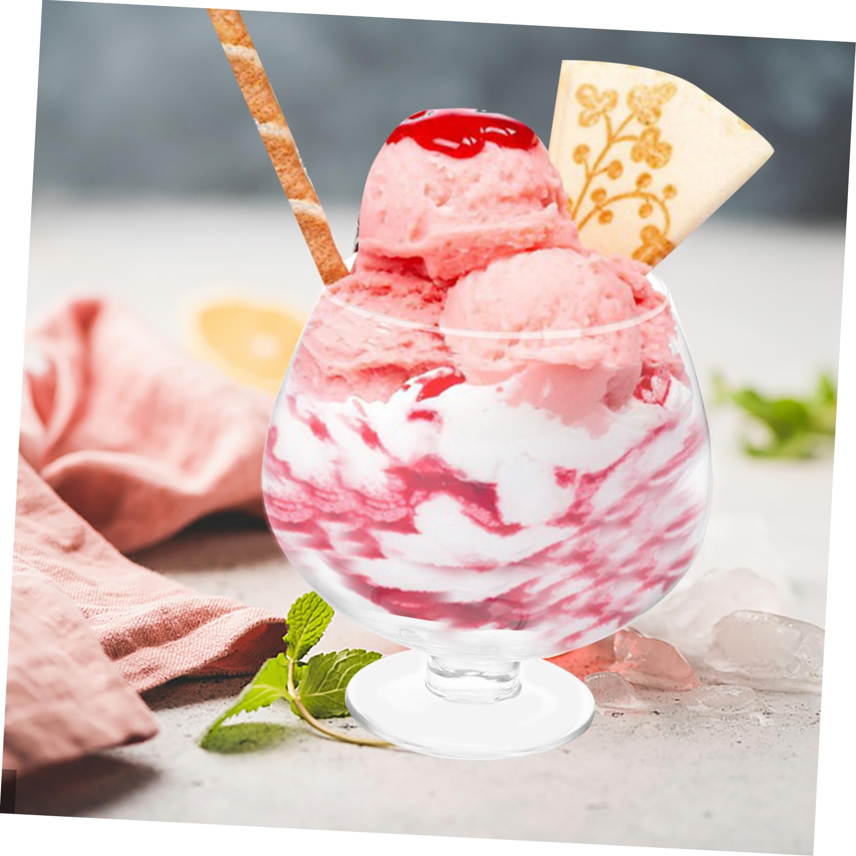 Grande Bicchiere in Vetro per Birra da 1500ml, Resistente al Microonde, Design Raffinato e Semplice per Dessert e Gelati