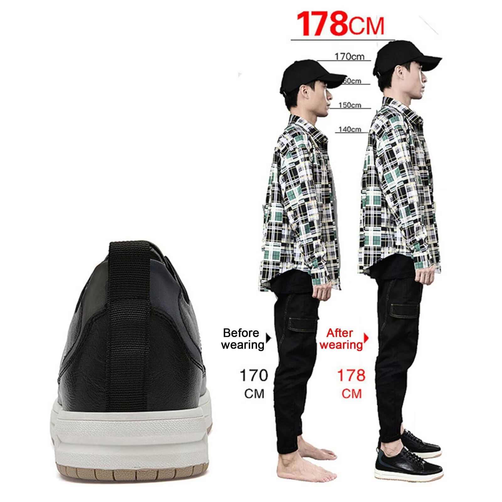 Zapatos con Alzas Invisibles para Hombre - Zapatillas Deportivas con Alzas de 6 cm de Altura, con Cordones, Transpirables y de Moda para Caminar