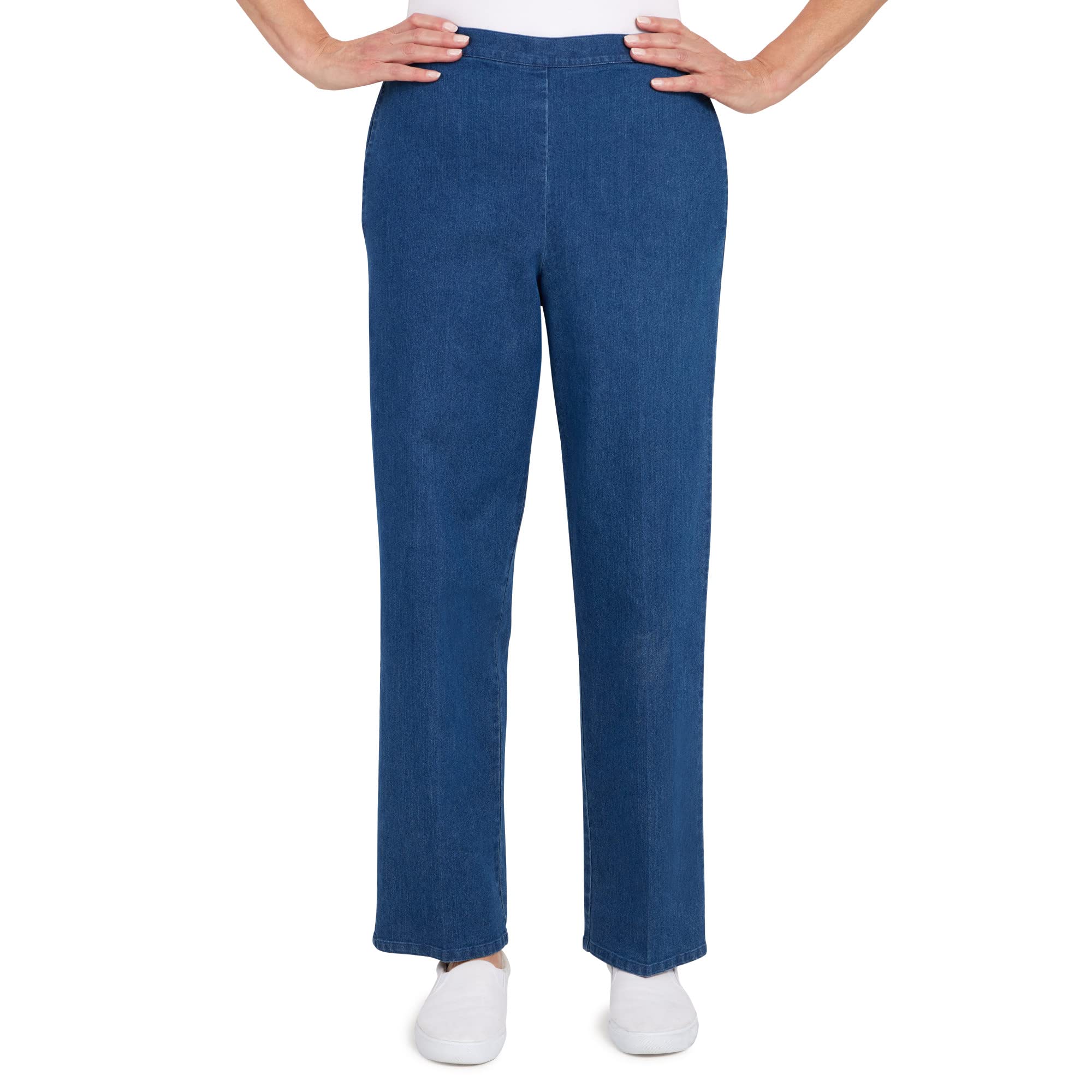 Alfred Dunner Women's Denim Pull-On Straight Leg Short Length Pant Size