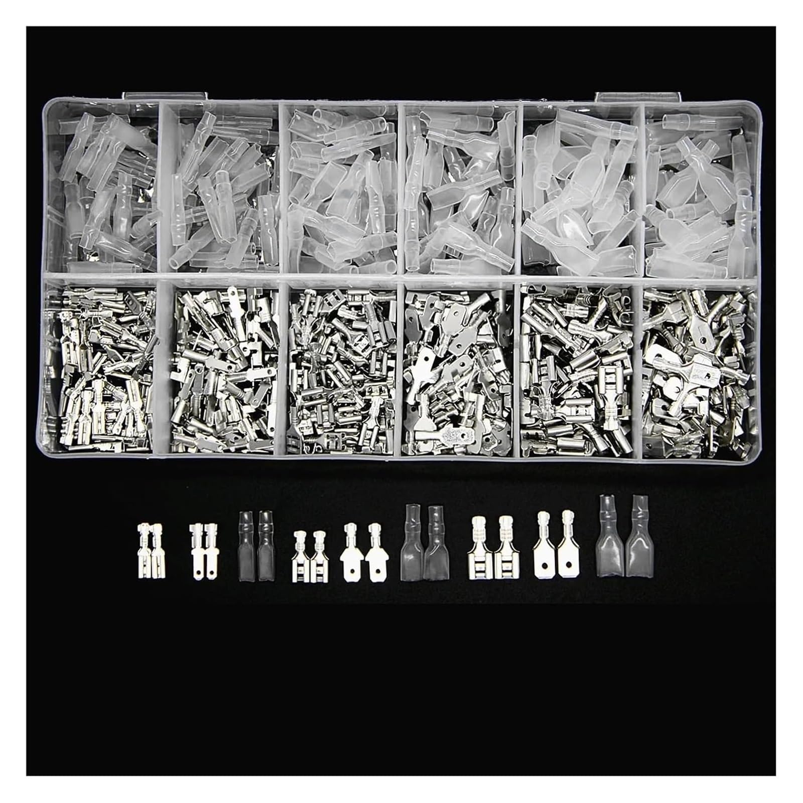 Connecteur à cosse isolé, Kit de 450 cosses à sertir isolées fourche 2,8/4,8/6,3 mm for câbles électriques