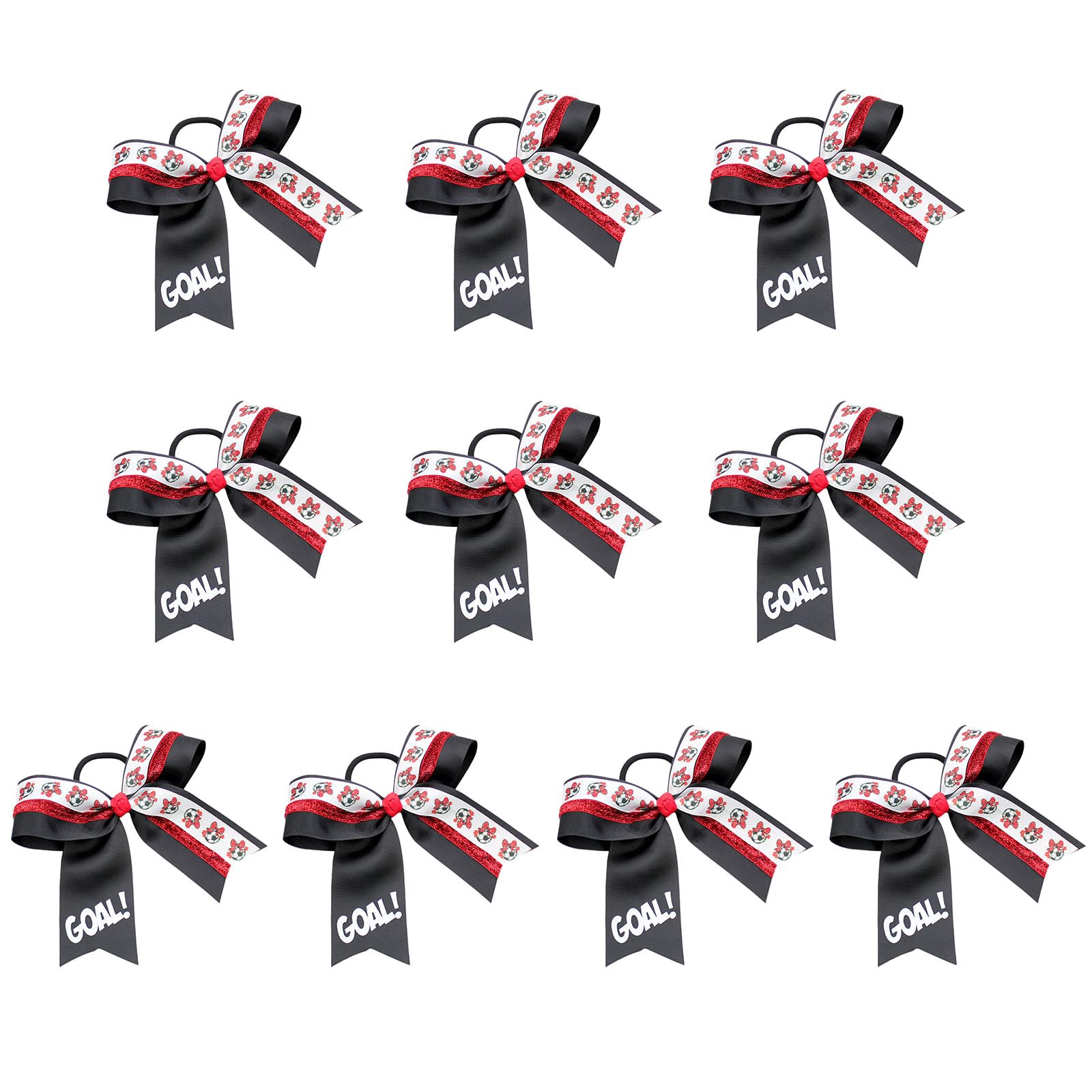 Tsophreniq Of 10 Tournament Football Bowknot Hair Ties Supporter Hair Decorations for Party Decorations and Fan Accessories Tournament Event Accessories