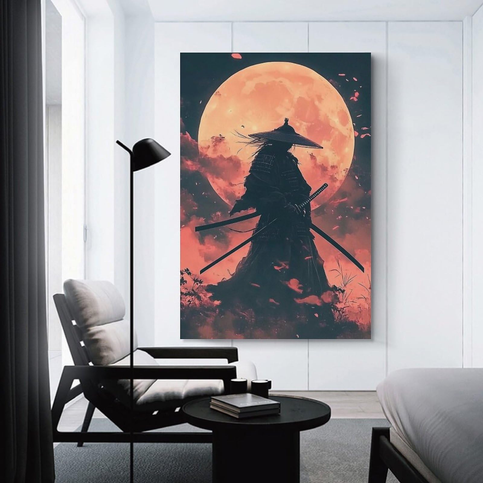 Amazon.com: KRECDKQ Japanese Samurai Moon Poster Canvas Wall Art