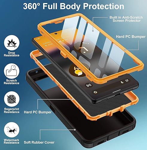 Miniatura 10 de Aimoll-88 Funda para Google Pixel 6A, con protector de pantalla integrado, protección resistente contra caídas, cuerpo completo, a prueba de golpes,