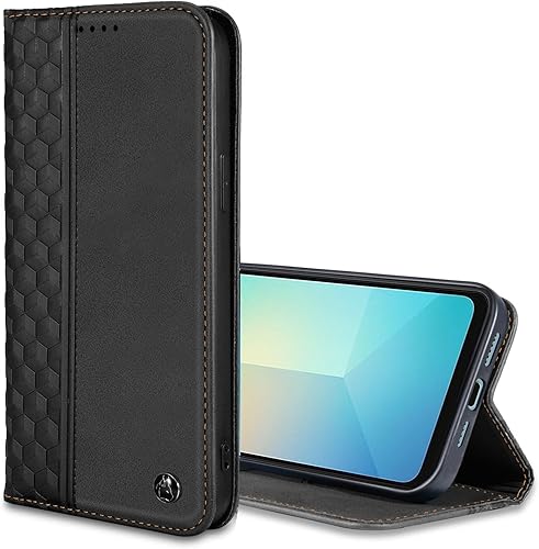 Funda tipo cartera para Samsung Galaxy A06 2024 - Funda de piel sintética con ranuras para tarjetero, funda magnética fuerte para teléfono, color