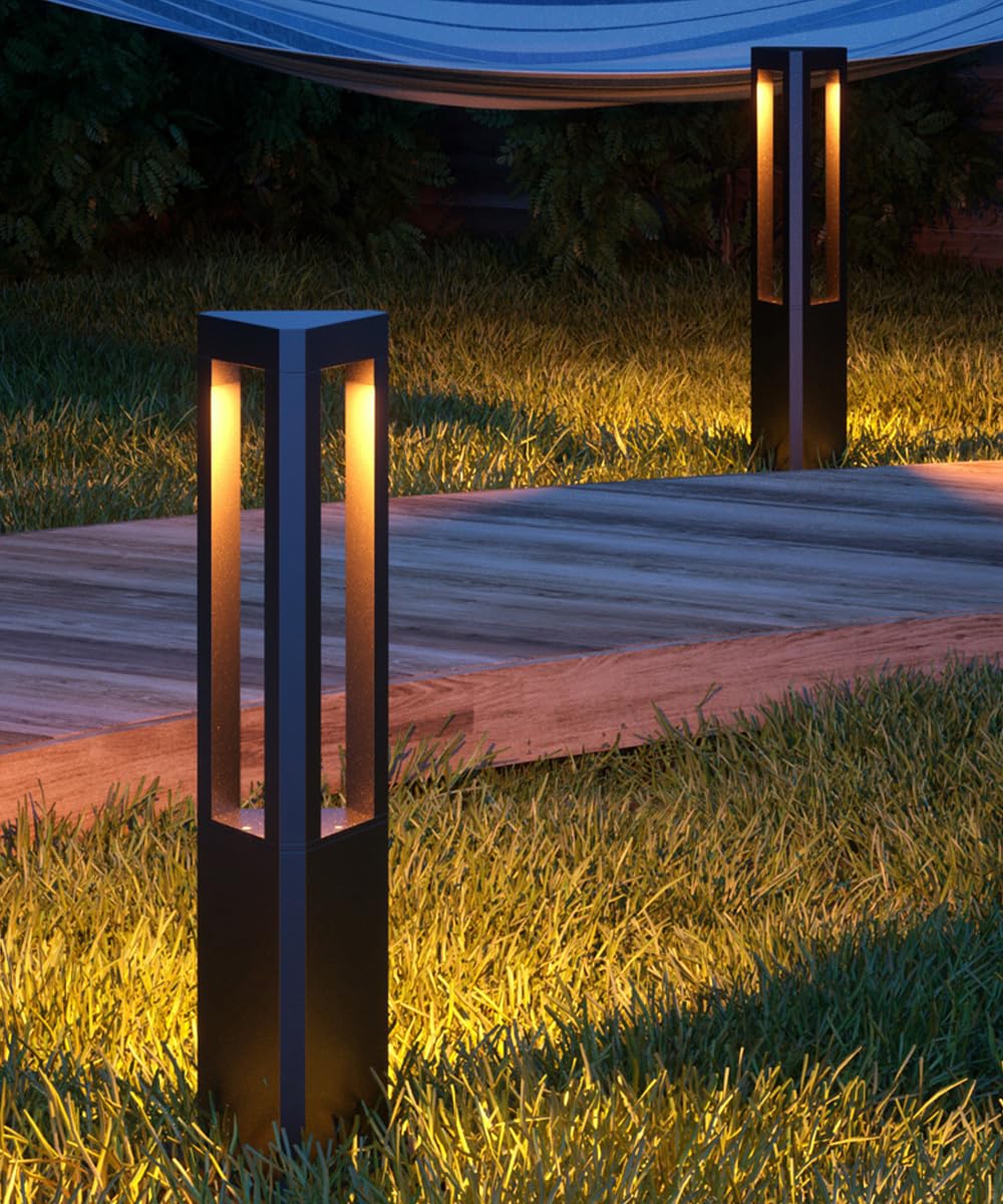 Luz moderna del camino del paisaje Iluminación LED negra del camino Iluminación del bolardo impermeable al aire libre del aluminio Luces de la entrada Lámpara de pie al aire libre para la decoración d