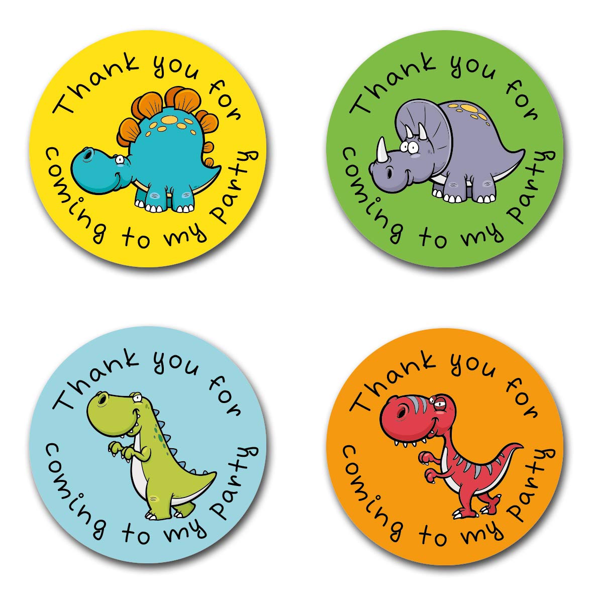 (48 x Stickers) 40mm Dinosaur - Thank You for Coming to My Party - Round Stickers for Party Bags, Favours & Sweet Cones