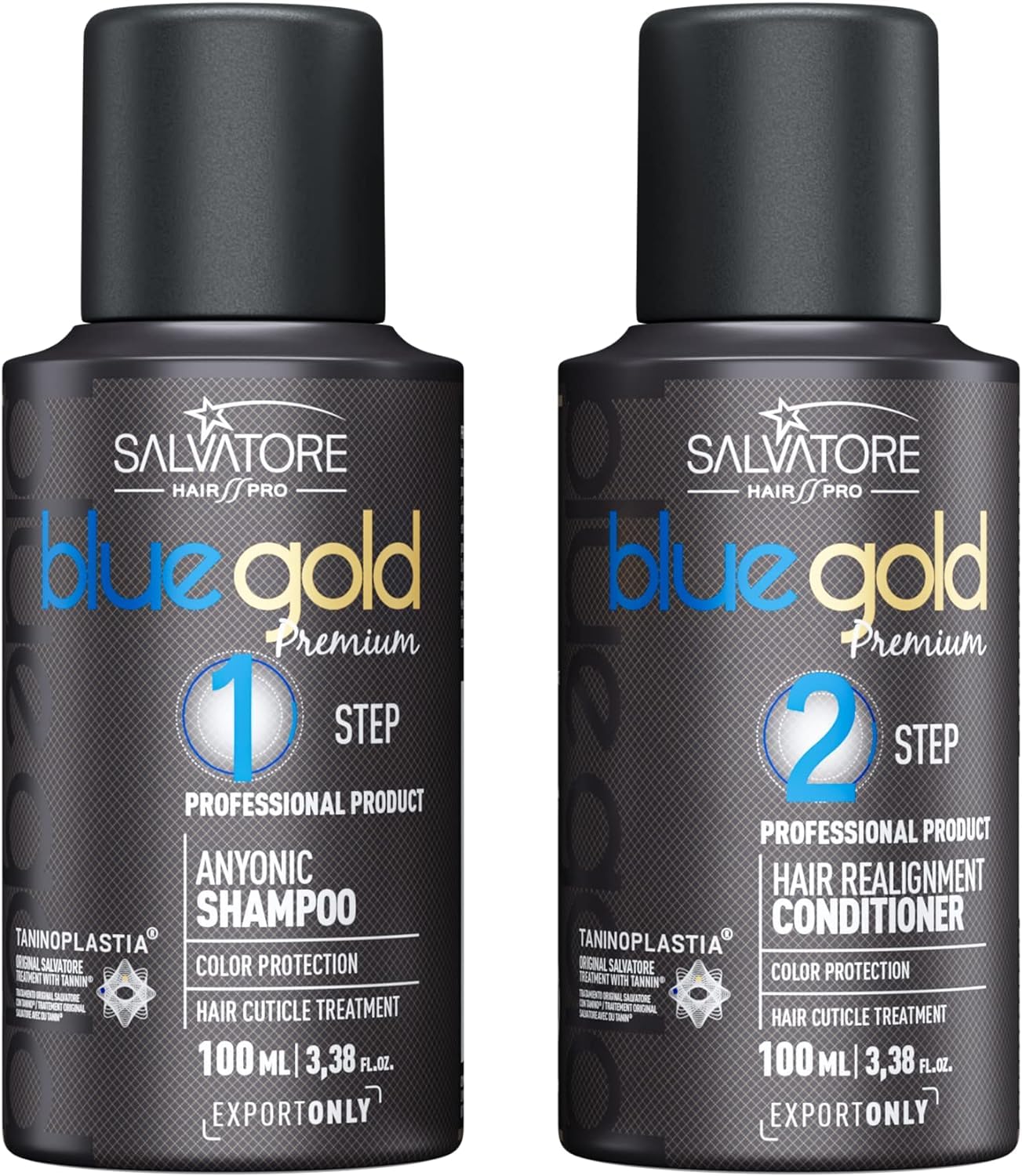 Salvatore Premium Blue Gold Premium 2x100ML Pack - Hair Straightening, Black/White