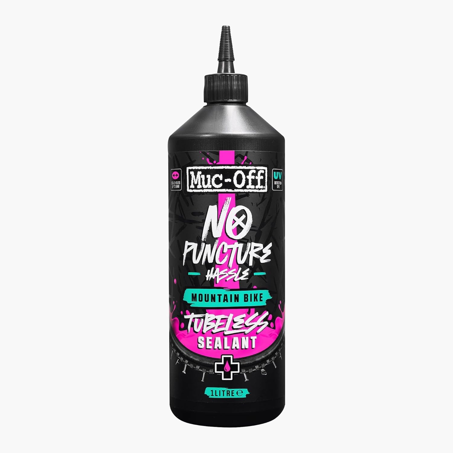 Muc-Off No Puncture Hassle Tubeless Sealant Tyre Sealant 1 Litre - High Quality Tyre Sealant for Tubeless Bicycle Tyres with UV Tracer Dye, Seals Cracks and Holes up to 6 mm