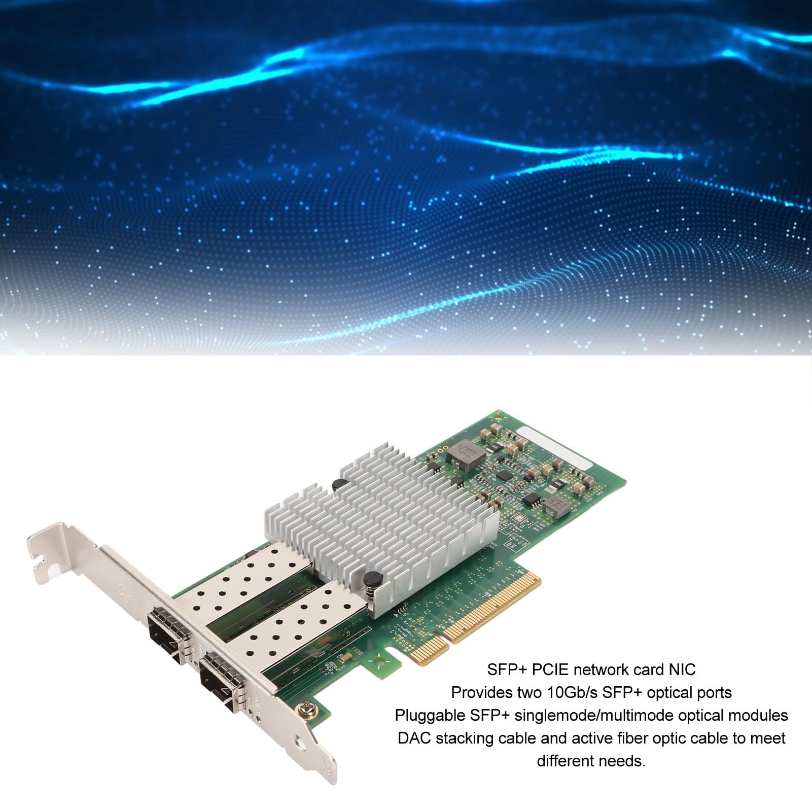 SIXRUN Karta Sieciowa 10Gb Ethernet, Dual SFP+ Porty 82599ES