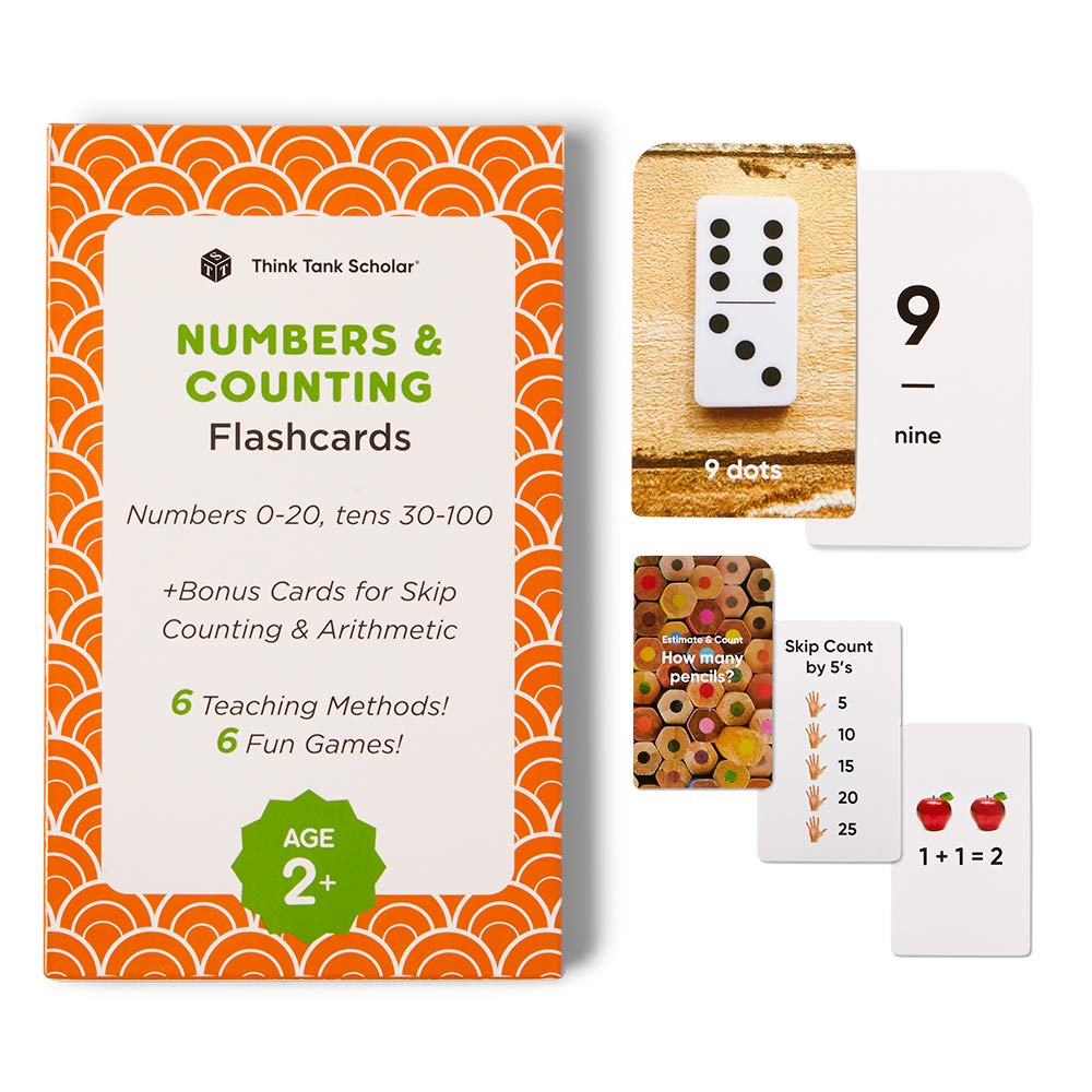 NUMBERS & COUNTING Flash Cards for Toddlers Ages 2+, Number 0-20, Tens 30-100