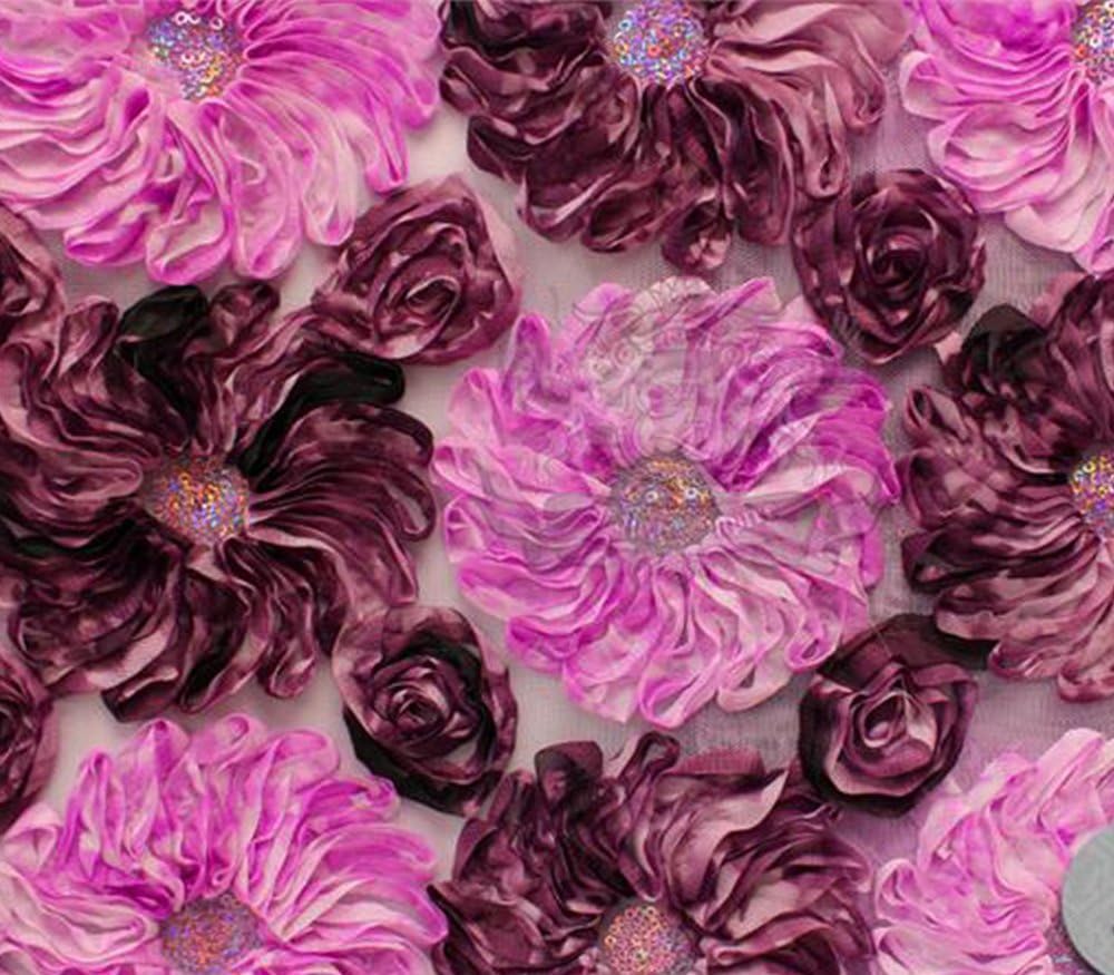 Mesh Fabric Sequin 2 Tone Flower Power Fuchsia Purple / 55 Wide/Sold by The Yard