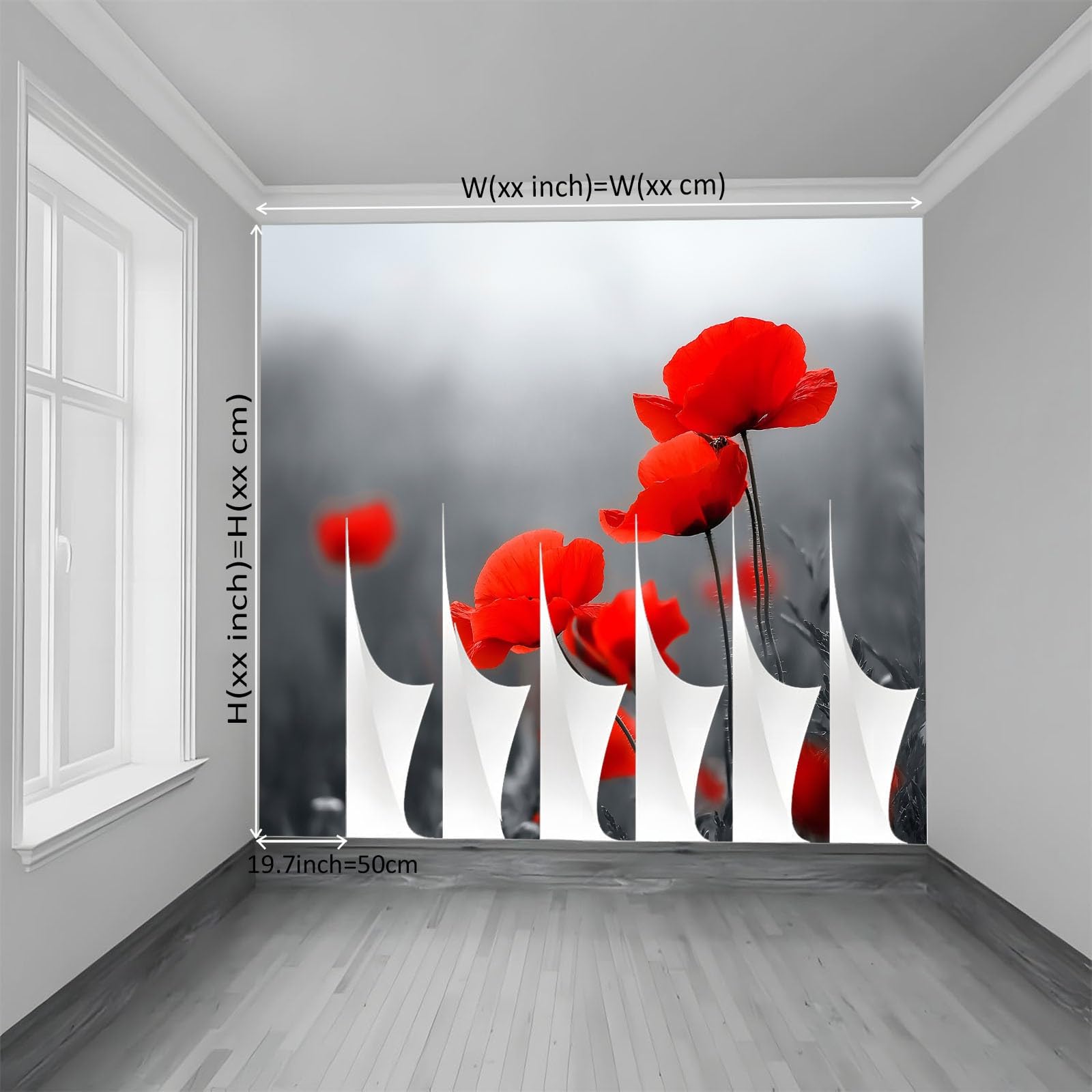 Roślina czerwony mak tapeta sypialnia dzieci chłopcy 3D tapeta mural, szary pokój dla dzieci nastolatków plakat zdjęcie fototapeta pokój tematyczny pokój zabaw 350 x 256 cm